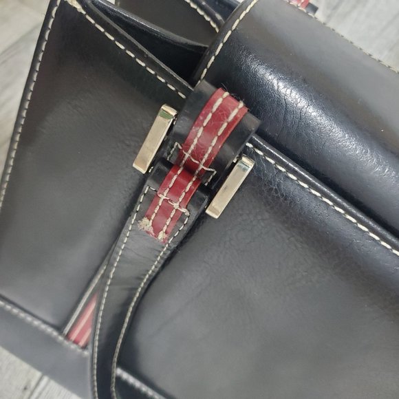 Kate Spade New York Handbag Black leather with red straps with white stitching - Picture 10 of 13